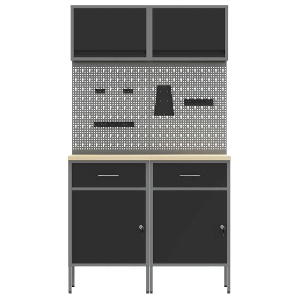Комплект работни шкафове с чекмедже с рафт 8 pcs Сив
