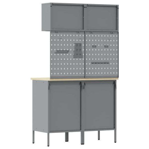 Комплект работни шкафове с чекмедже с рафт 8 pcs Сив