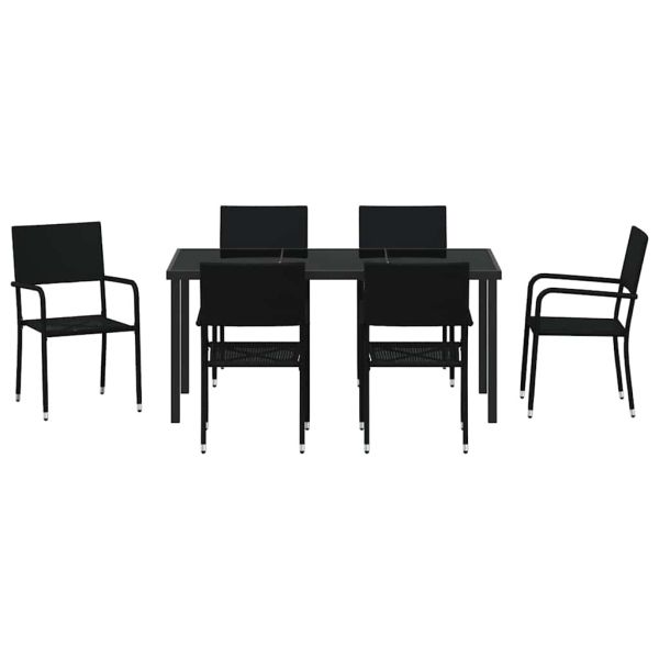 Комплект за хранене в градината 7 pcs Черно полиратан