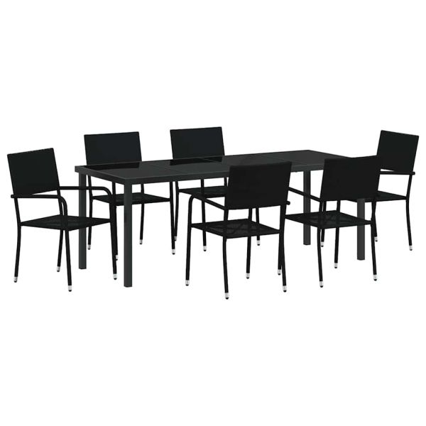 Комплект за хранене в градината 7 pcs Черно полиратан