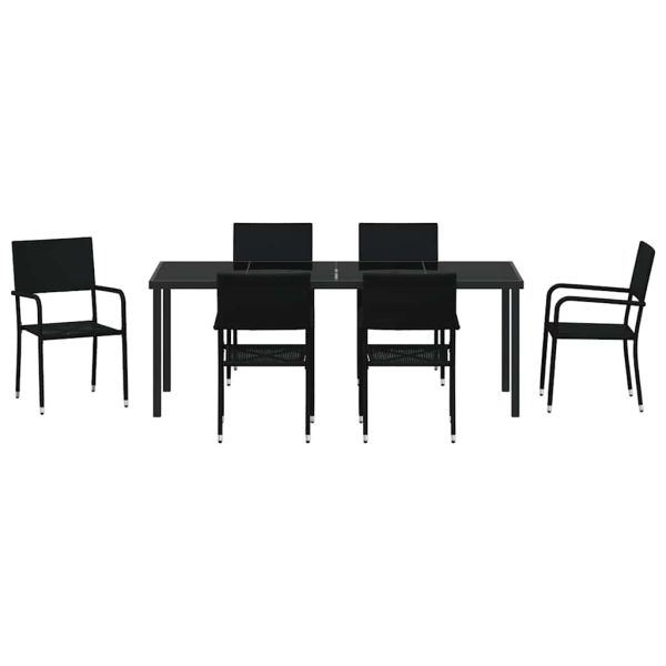 Комплект за хранене в градината 7 pcs Черно полиратан