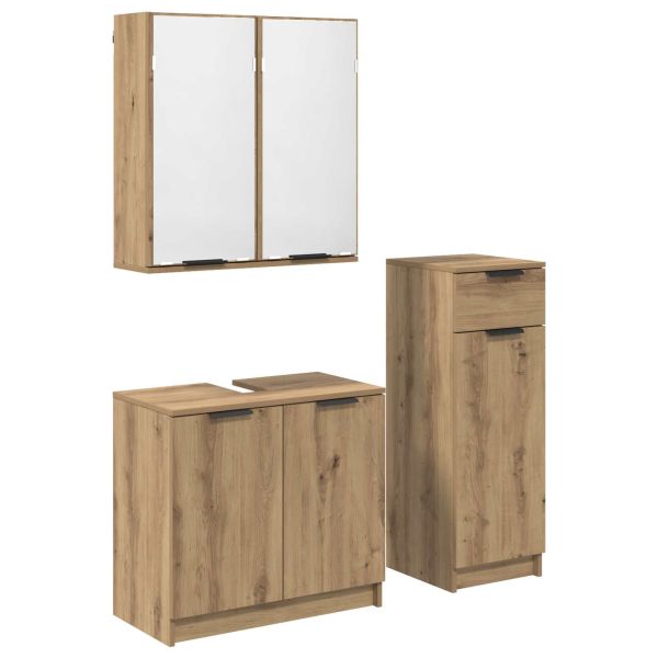 Комплект мебели за баня 3 бр. Дъб 64,5 x 33,5 x 59 см