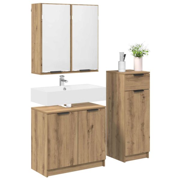 Комплект мебели за баня 3 бр. Дъб 64,5 x 33,5 x 59 см