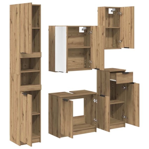 Комплект мебели за баня 5 бр. Дъб 64,5 x 33,5 x 59 см