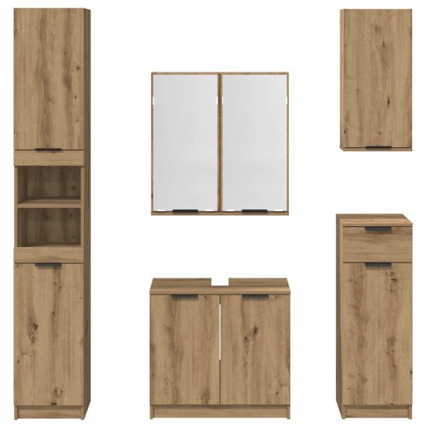 Комплект мебели за баня 5 бр. Дъб 64,5 x 33,5 x 59 см