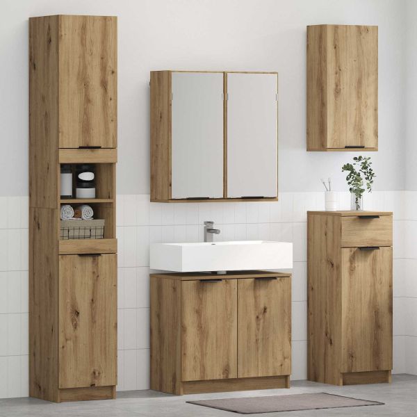 Комплект мебели за баня 4 бр. Дъб 64,5 x 33,5 x 59 см