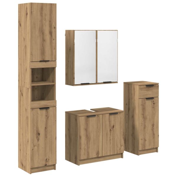 Комплект мебели за баня 4 бр. Дъб 64,5 x 33,5 x 59 см