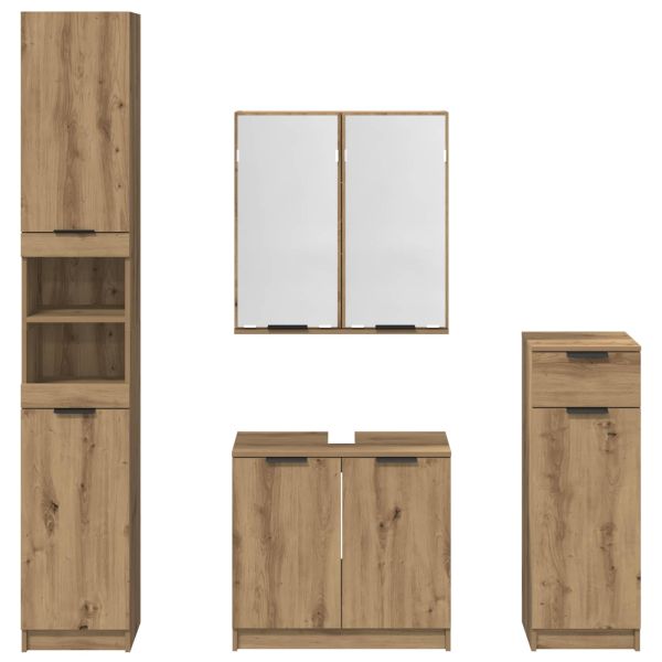 Комплект мебели за баня 4 бр. Дъб 64,5 x 33,5 x 59 см