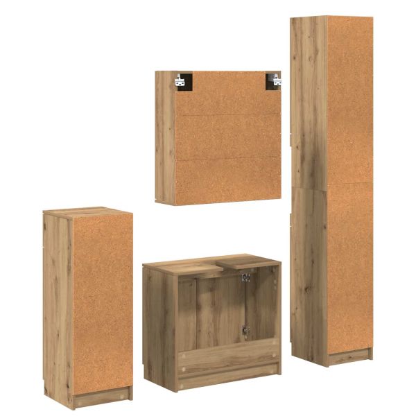 Комплект мебели за баня 4 бр. Дъб 64,5 x 33,5 x 59 см