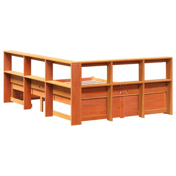 Легло с библиотека 2 pcs Кафяво с восъчно покритие 200 x 150 cm