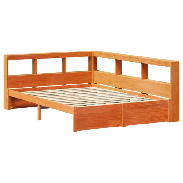 Легло с библиотека 2 pcs Кафяво с восъчно покритие 200 x 140 cm