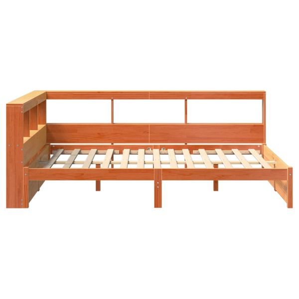 Легло с библиотека 2 pcs Кафяво с восъчно покритие 200 x 140 cm