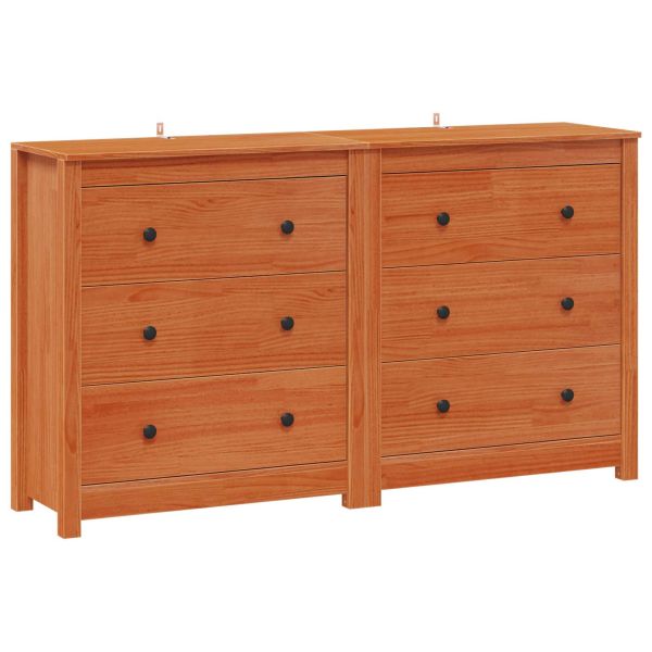 Служебен шкаф с чекмедже 2 pcs Восъчен Кафяв 140 x 35 x 80 см