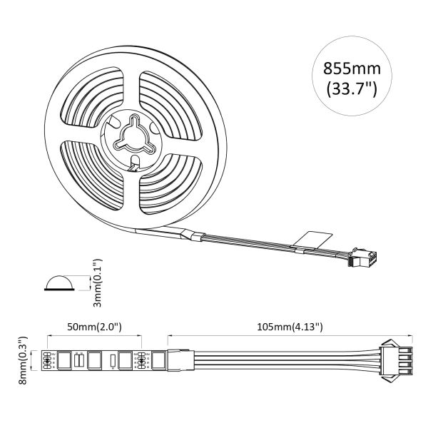 LED лента 12 pcs Черен и прозрачен 750 мм Мед и пластмаса
