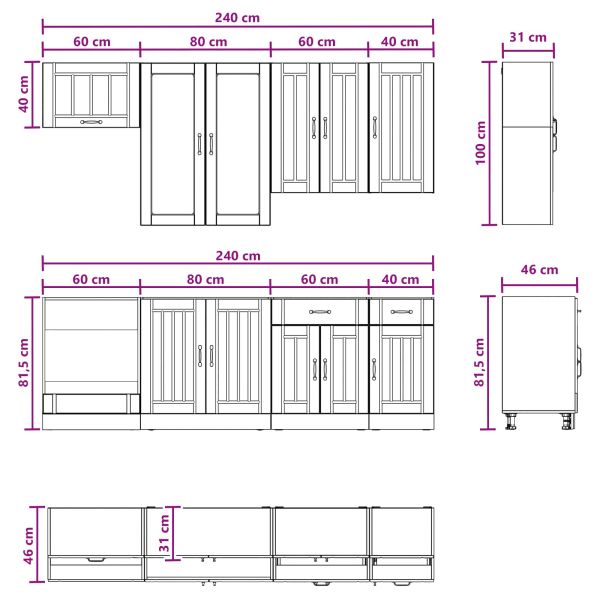 Кухненски единица LUCCA 8 pcs Сив Сонома Инженерна дървесина
