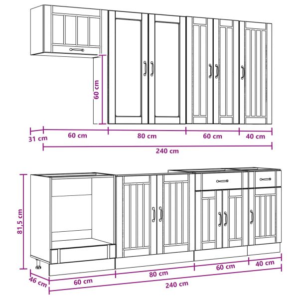 Кухненски единица LUCCA 8 pcs Черно Инженерна дървесина