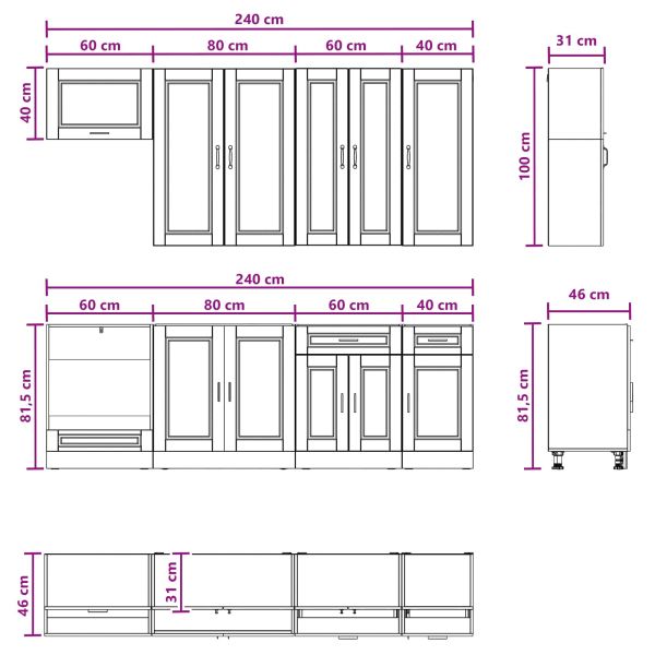 Кухненски единица PORTO 8 pcs Дъб сонома Инженерна дървесина