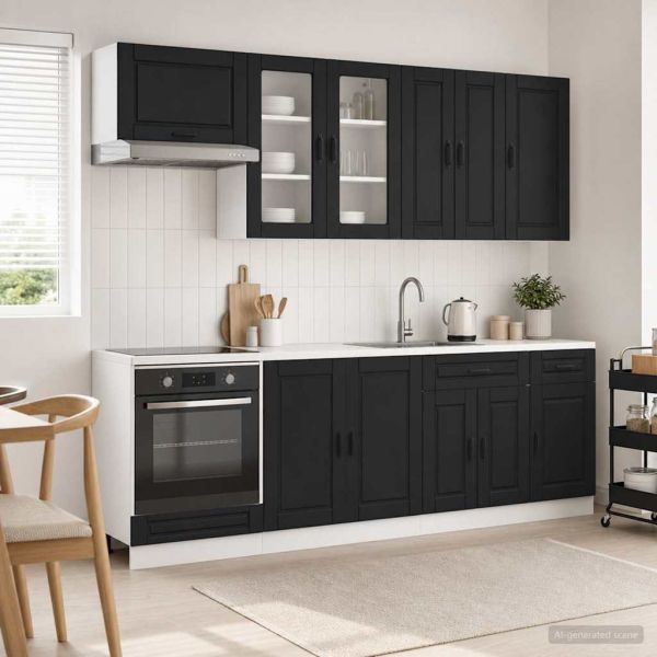 Кухненски единица PORTO 8 pcs Черно Инженерна дървесина