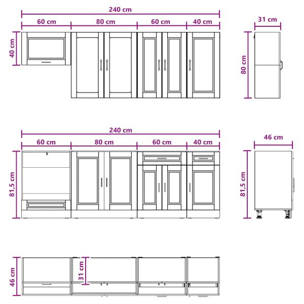 Кухненски единица PORTO 8 pcs Опушен дъб Инженерна дървесина