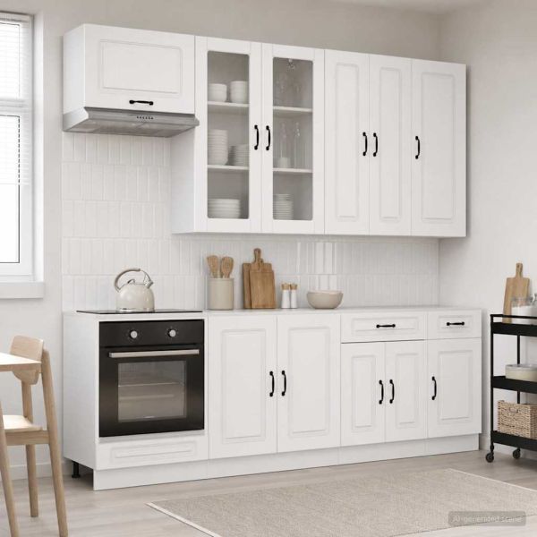 Кухненски единица KALMAR 8 pcs Бял гланц Инженерна дървесина