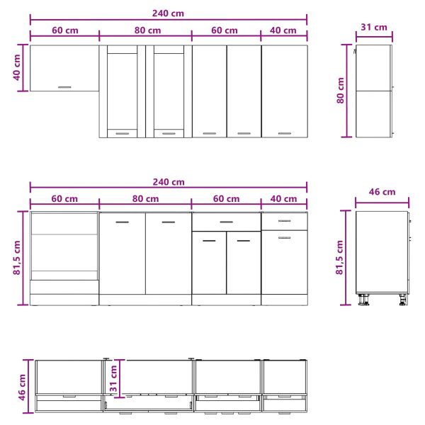 Кухненски единица LYON 8 pcs Дъб сонома Инженерна дървесина