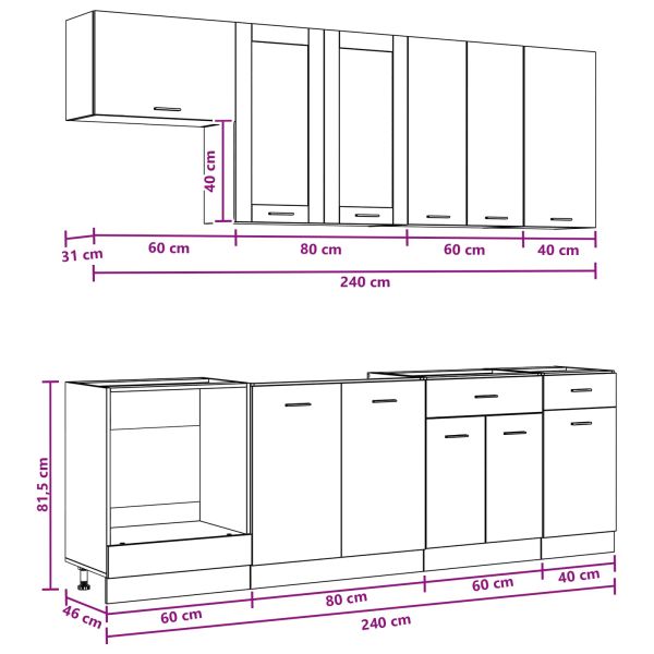 Кухненски единица LYON 8 pcs Дъб сонома Инженерна дървесина