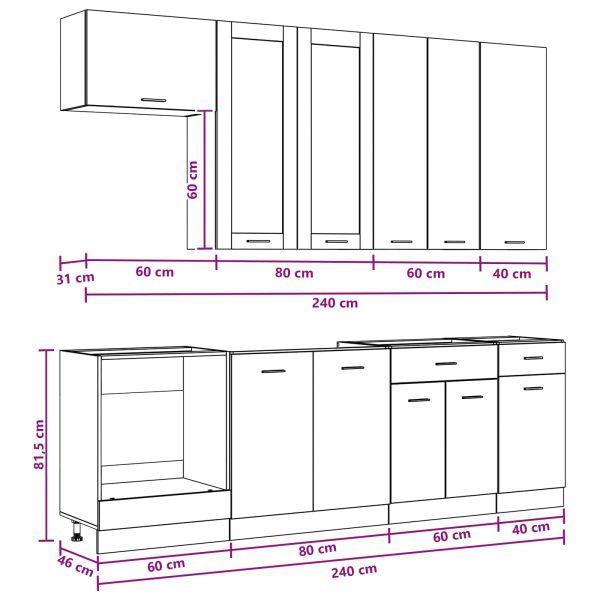 Кухненски единица LYON 8 pcs Опушен дъб Инженерна дървесина