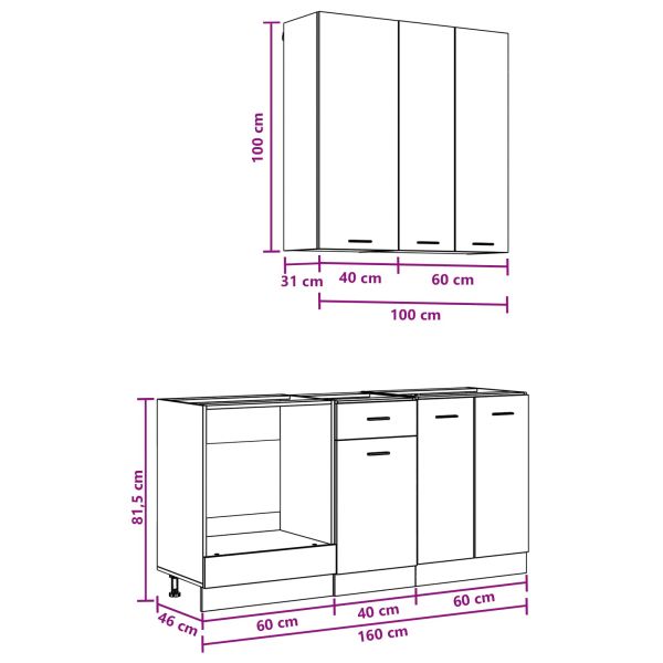 Кухненски единица LYON 5 pcs Дъб сонома Инженерна дървесина