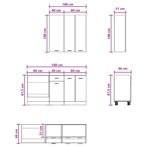 Кухненски единица LYON 5 pcs Опушен дъб Инженерна дървесина