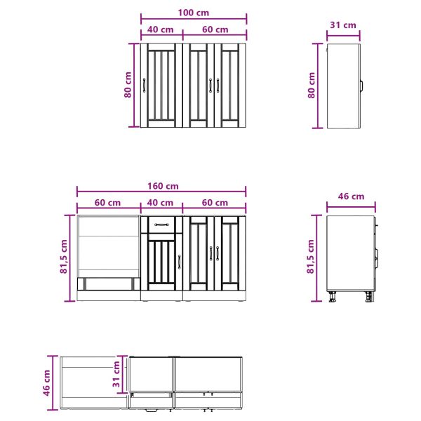 Кухненски единица LUCCA 5 pcs Дъб сонома Инженерна дървесина