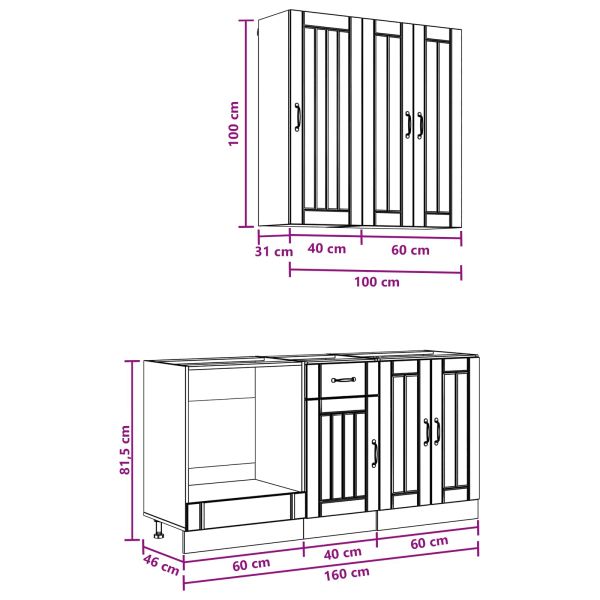Кухненски единица LUCCA 5 pcs Старо дърво Инженерна дървесина