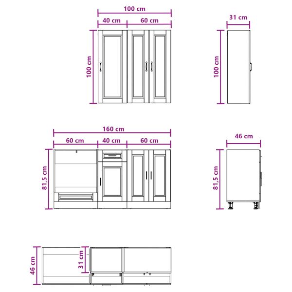 Кухненски единица PORTO 5 pcs Кафяв дъб Инженерна дървесина