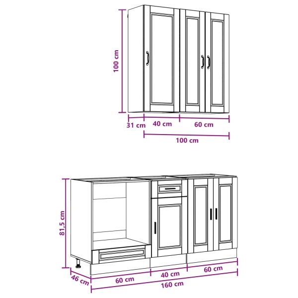 Кухненски единица PORTO 5 pcs Кафяв дъб Инженерна дървесина