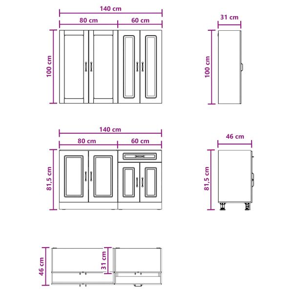 Кухненски единица KALMAR 4 pcs Дъб артизан Инженерна дървесина