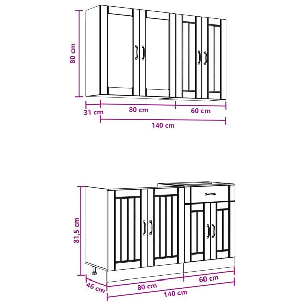 Кухненски единица LUCCA 4 pcs Бетонно сиво Инженерна дървесина