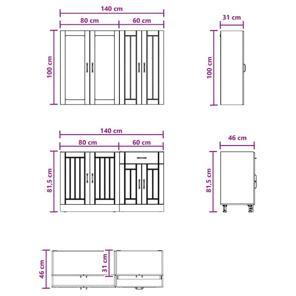 Кухненски единица LUCCA 4 pcs Бетонно сиво Инженерна дървесина