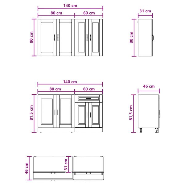 Кухненски единица PORTO 4 pcs Бял гланц Инженерна дървесина