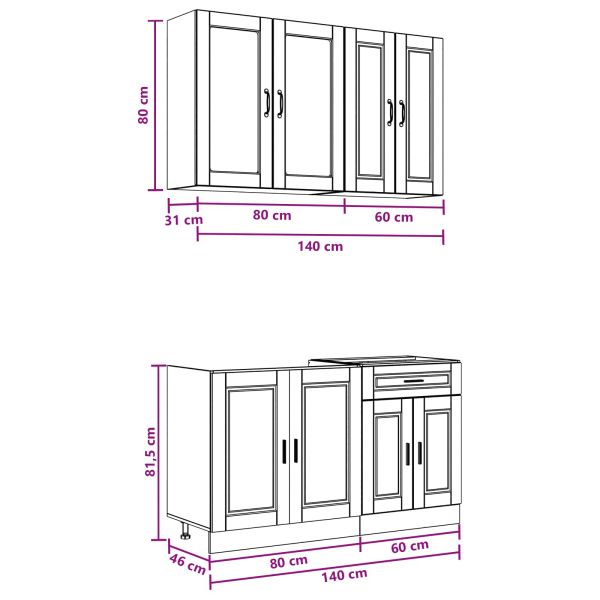 Кухненски единица PORTO 4 pcs Кафяв дъб Инженерна дървесина