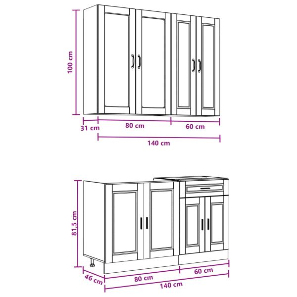 Кухненски единица PORTO 4 pcs Бяло Инженерна дървесина