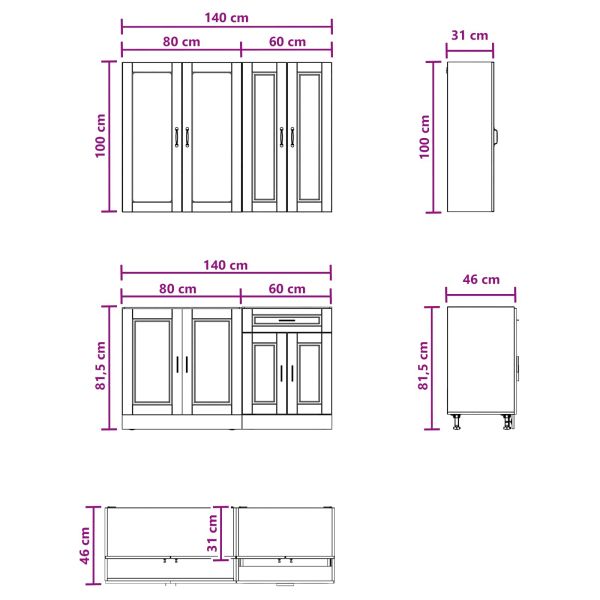 Кухненски единица PORTO 4 pcs Дъб сонома Инженерна дървесина
