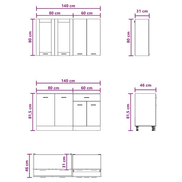 Кухненски единица LYON 4 pcs Дъб артизан Инженерна дървесина