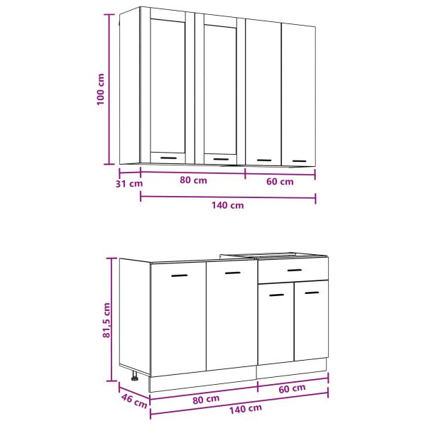 Кухненски единица LYON 4 pcs Дъб сонома Инженерна дървесина