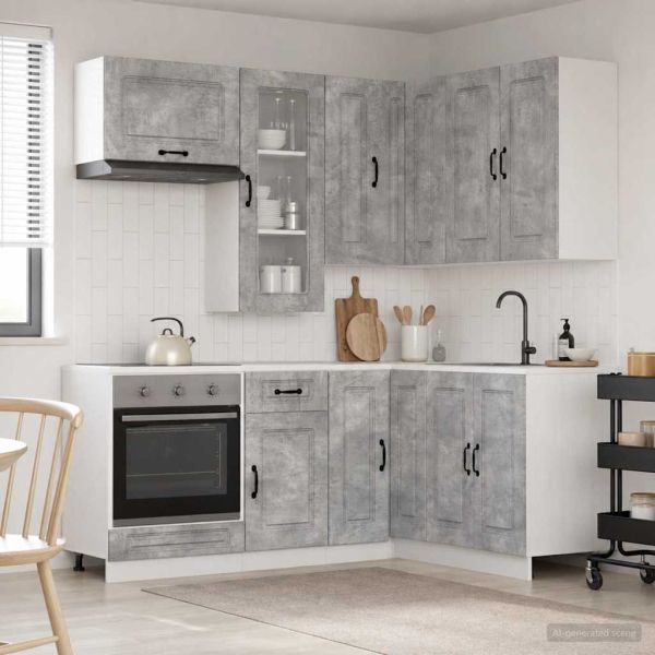 Кухненски единица KALMAR 8 pcs Бетонно сиво Инженерна дървесина