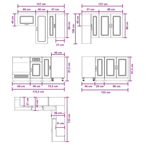 Кухненски единица KALMAR 8 pcs Дъб артизан Инженерна дървесина