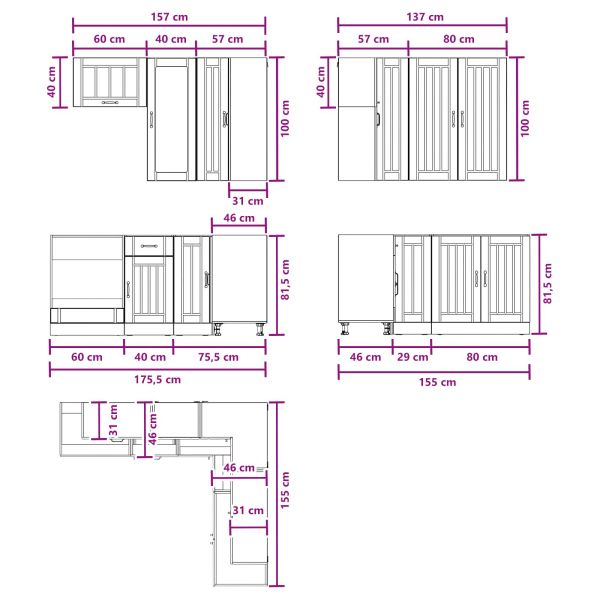 Кухненски единица LUCCA 8 pcs Дъб артизан Инженерна дървесина