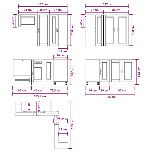 Кухненски единица PORTO 8 pcs Кафяв дъб Инженерна дървесина