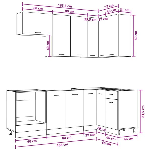 Кухненски единица LYON 8 pcs Опушен дъб Инженерна дървесина