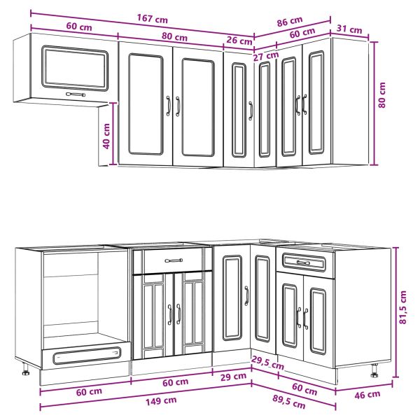 Кухненски единица KALMAR 8 pcs Дъб артизан Инженерна дървесина