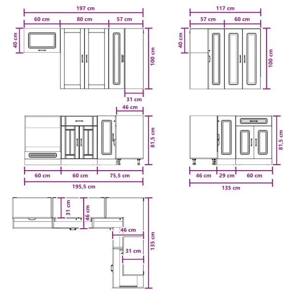 Кухненски единица KALMAR 8 pcs Кафяв дъб Инженерна дървесина