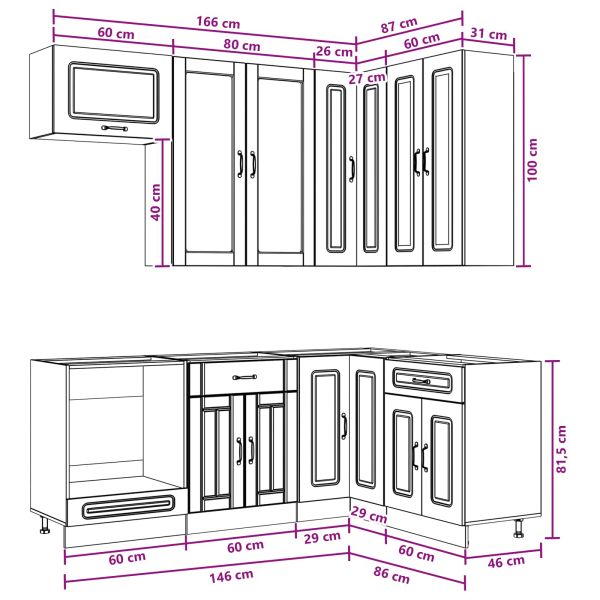 Кухненски единица KALMAR 8 pcs Дъб артизан Инженерна дървесина